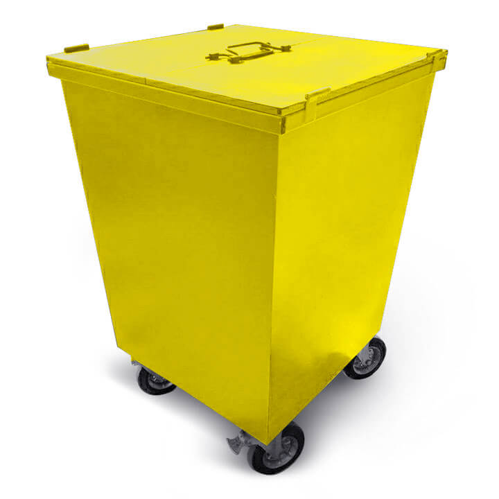 Контейнер КСТ металевий для ТПВ з кришкой та колесами 750 л жовтий